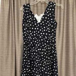 Navy & White Size 8P V-Neck Sleeveless Dress with Full Skirt